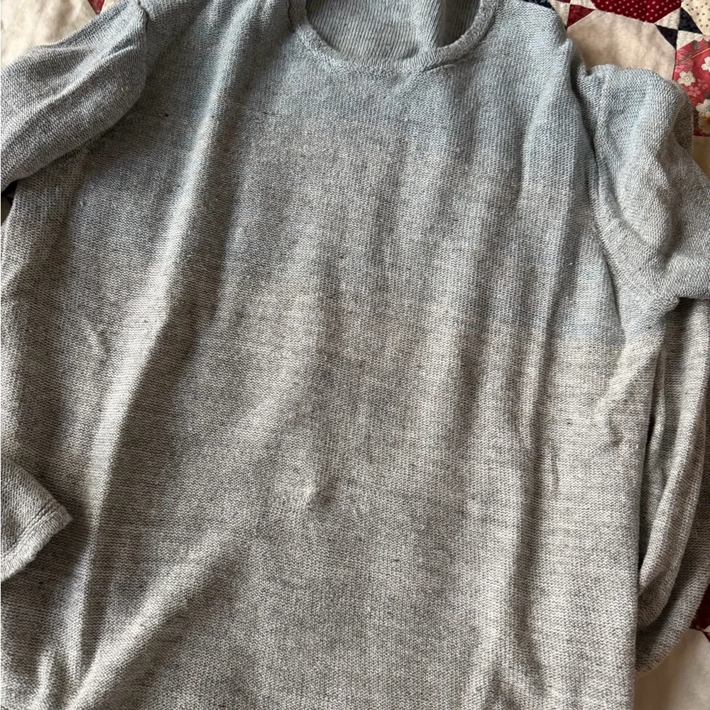 Inis Meain 100% linen Classic Crewneck ombré grey/blue Sweater - Picture 2 of 6